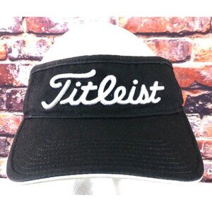 Titleist FootJoy Black Golf Visor Adjustable Strap Pro V1 Logo Embroidered Cotto